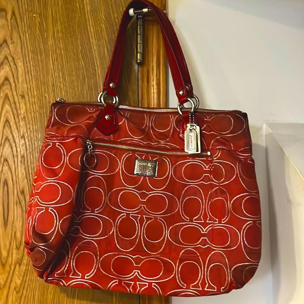 Red Canvas Coach Bag